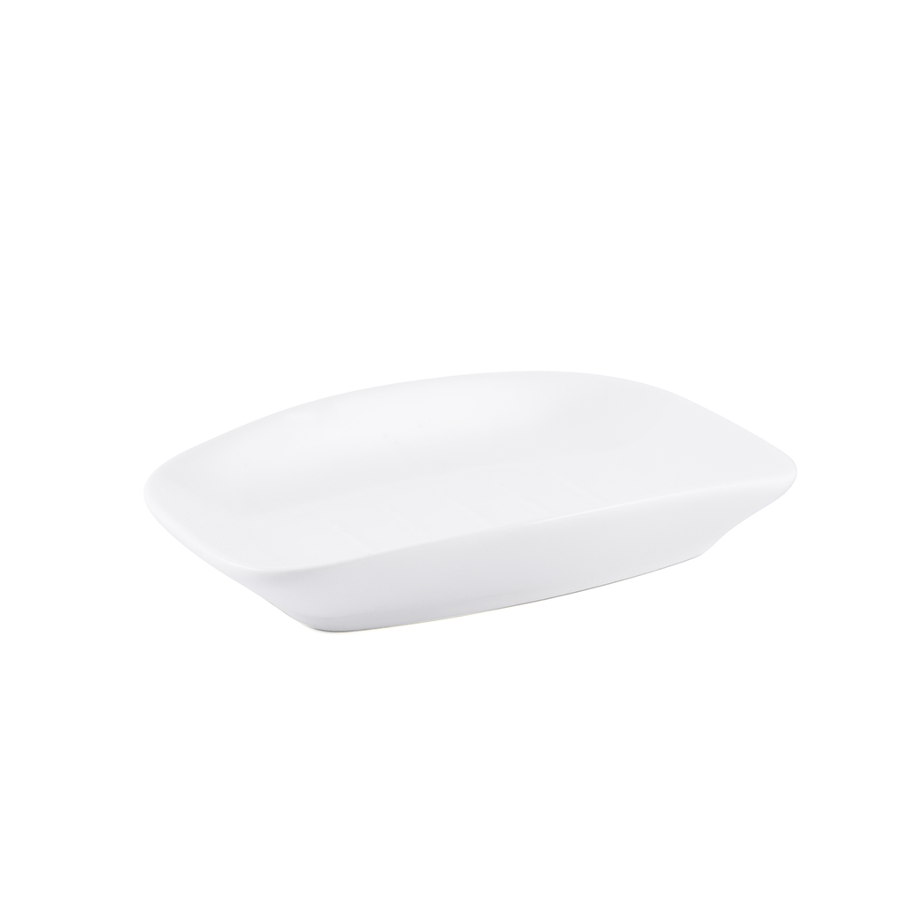 Porceletta Ivory Porcelain Towel Dish with Veins 5.5"