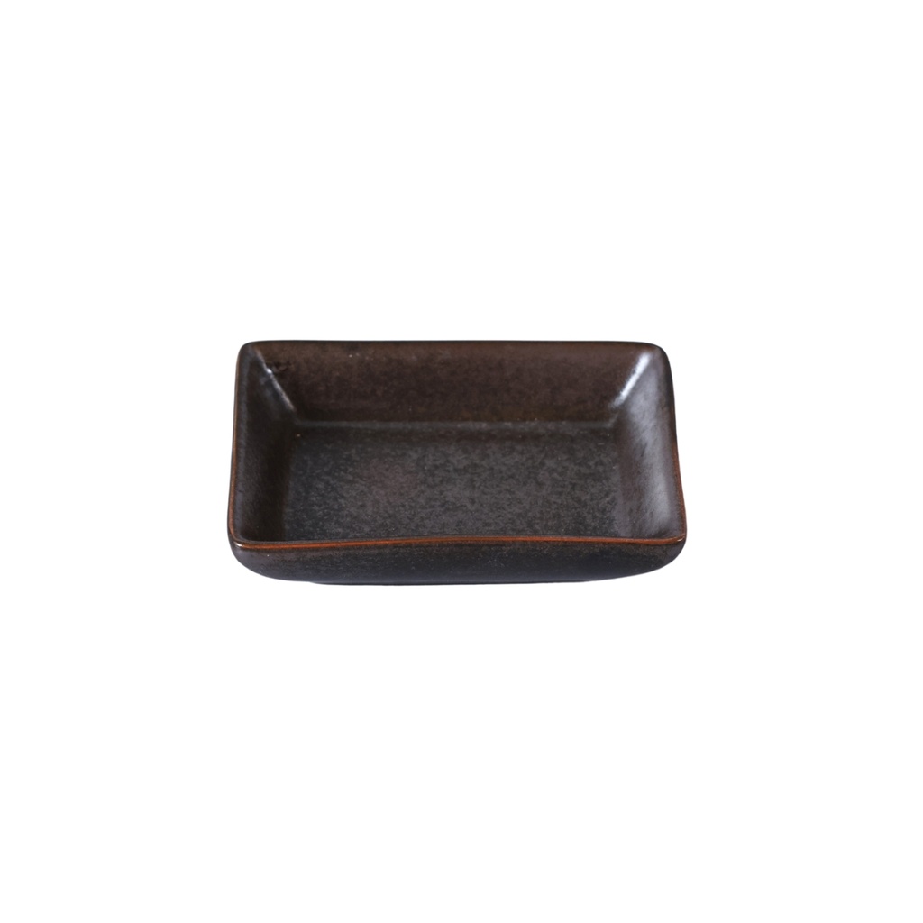 Porceletta Rustic Black Reactive Glaze Porcelain 3.5" Rectangular Dish