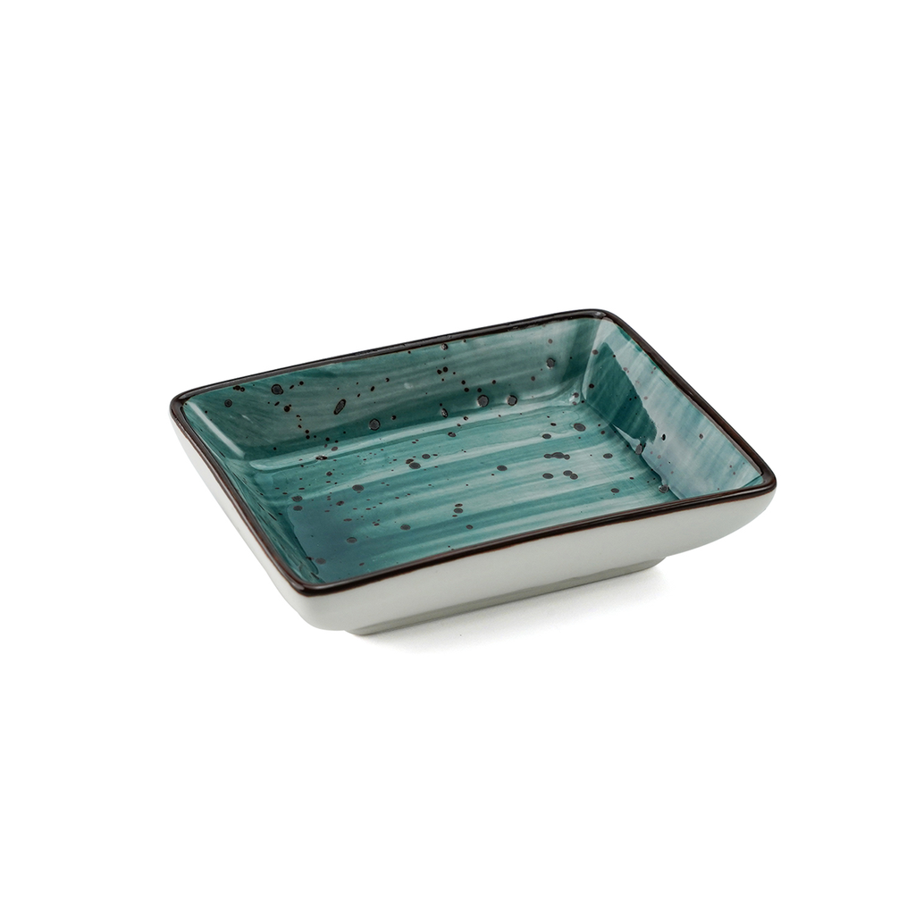 Porceletta Green Color Glazed Porcelain Rectangular Dish 3.5"