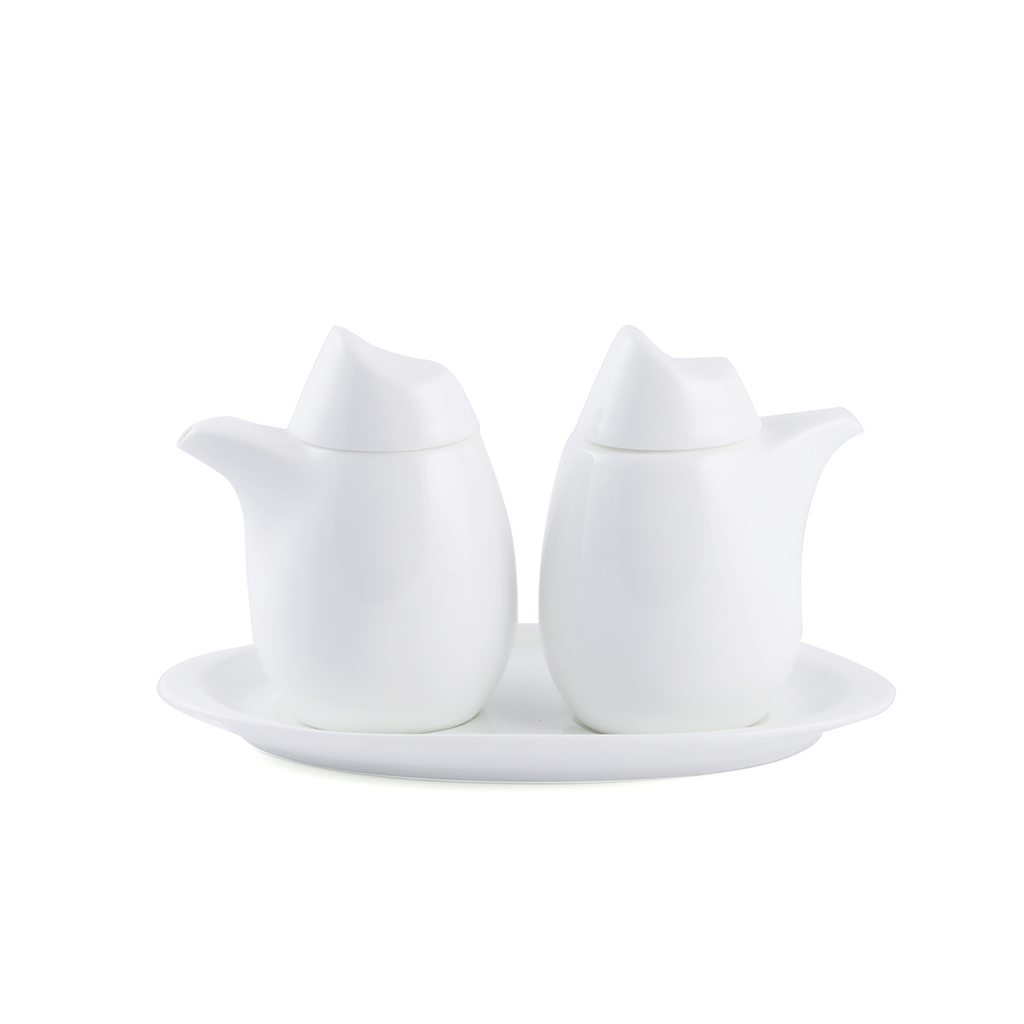 Porceletta Ivory Porcelain Saucer & vinegar Pot 110 ml