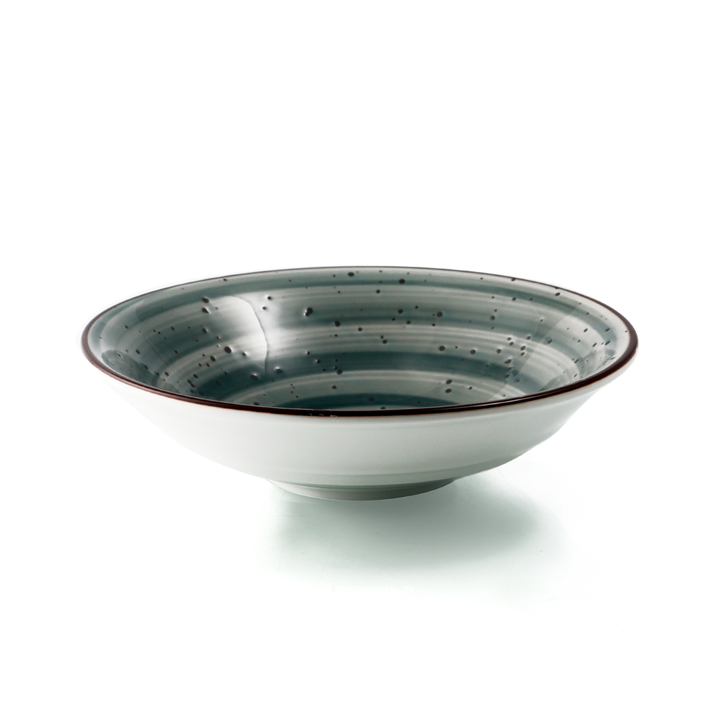Porceletta Green Color Glazed Porcelain Salad Bowl 16.8 cm