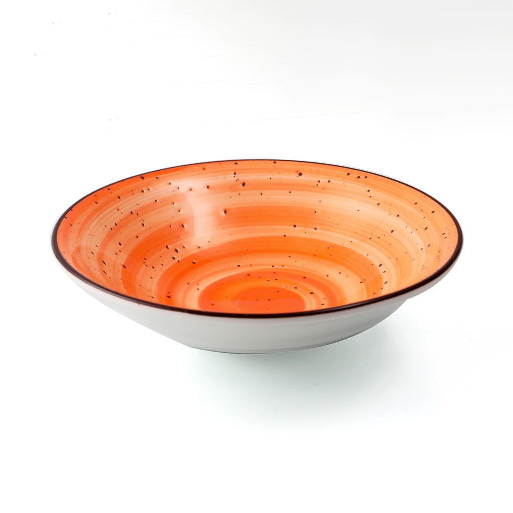 Porceletta Orange Color Glazed Porcelain Salad Bowl 16.8 cm