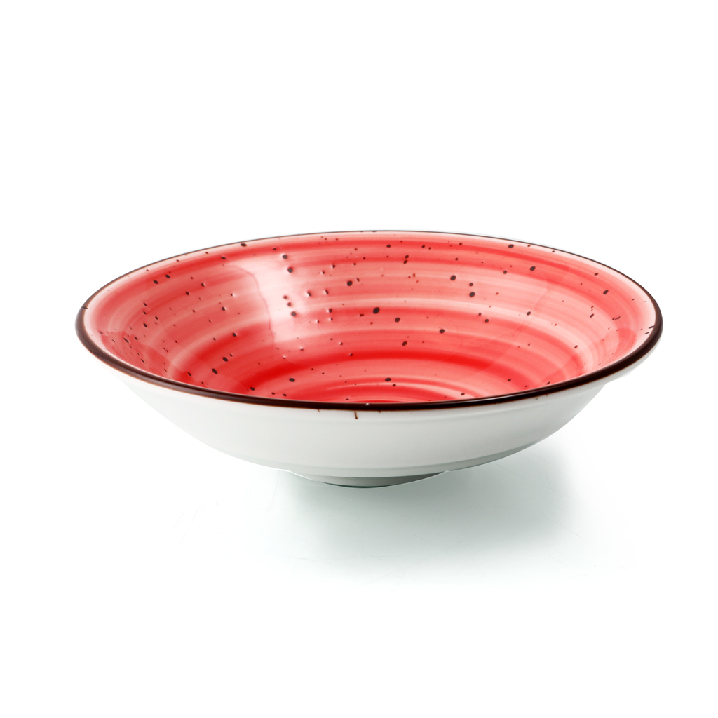 Porceletta Red Color Glazed Porcelain Salad Bowl 16.8 cm