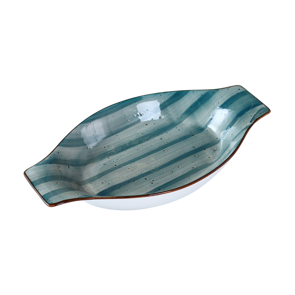 Porceletta Green Color Glazed Porcelain Banana Plate 10.5" / 26 cm