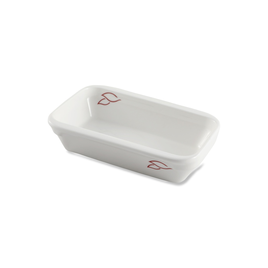 Porceletta Ivory Porcelain Rectangular Dish 14x10.3x3.4 cm with 2 logo