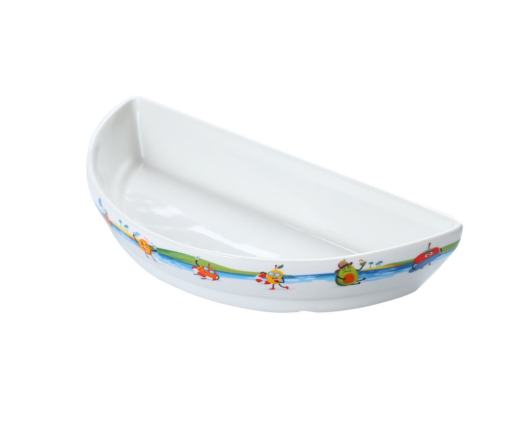 Porceletta Ivory Porcelain Kids Half Moon Dish 20 cm