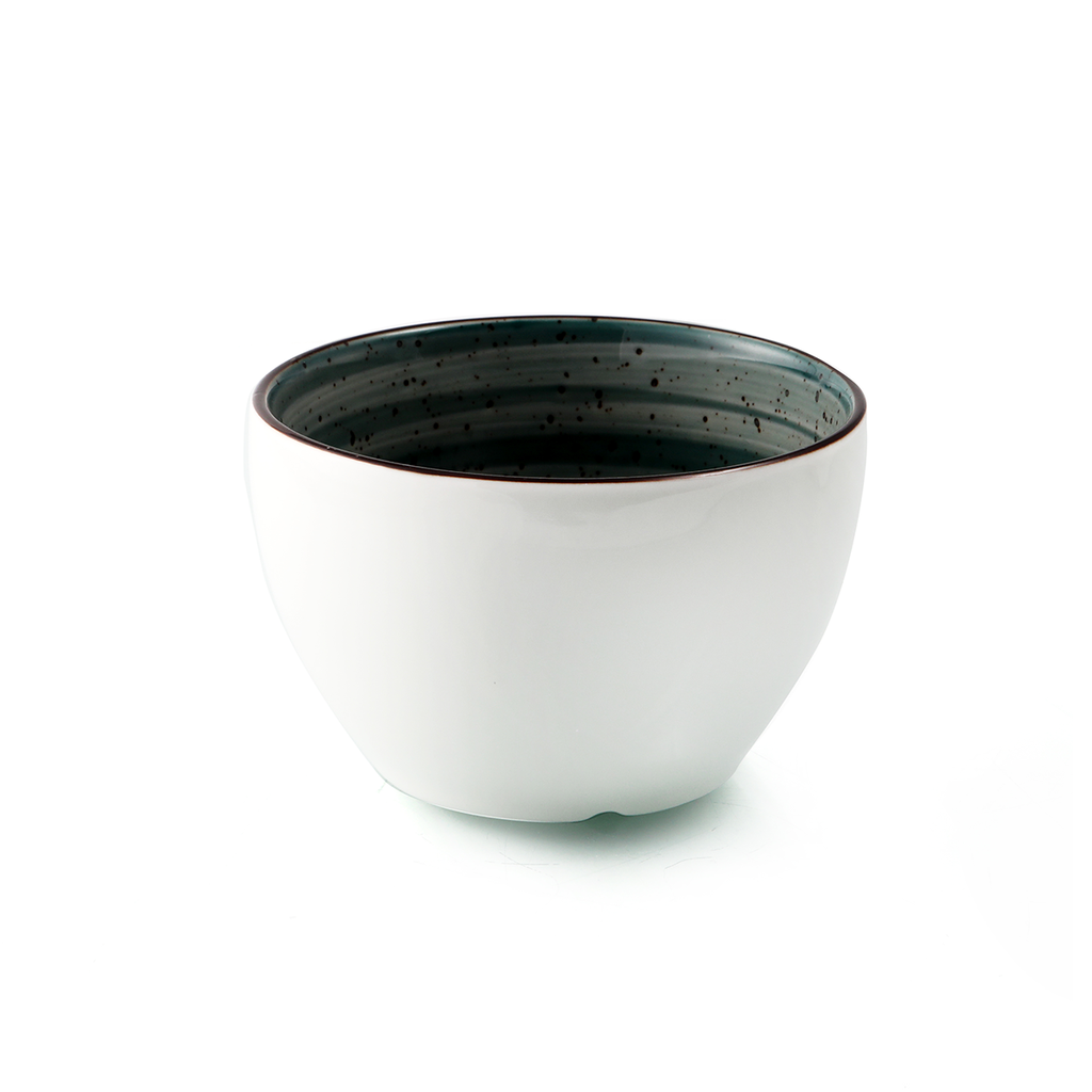 Porceletta Green Color Glazed Porcelain Soup Cup 4"