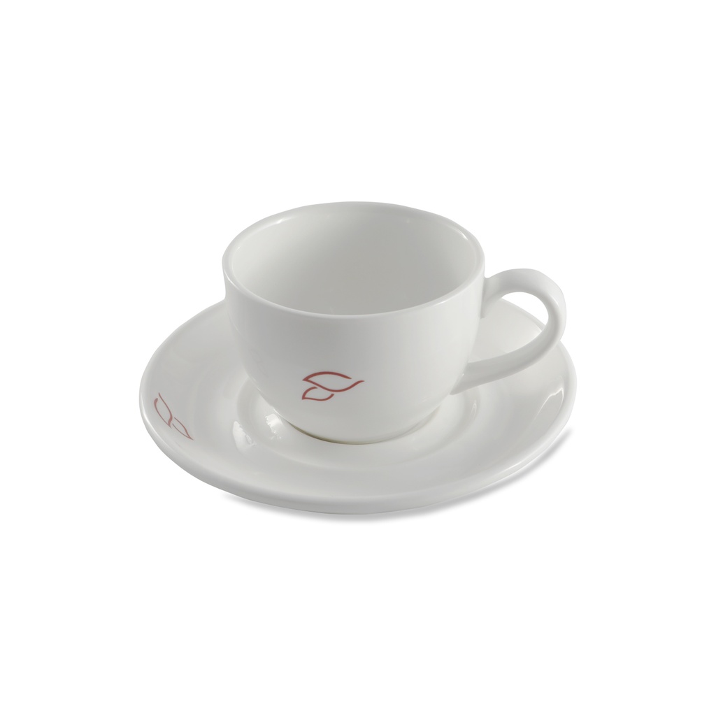 Porceletta Ivory Porcelain Cup & Saucer 200 ml with 2 Logo