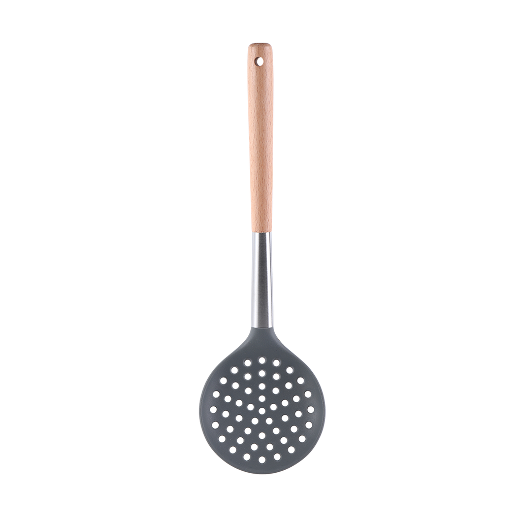 Vague Silicone Grey Silicone Skimmer with Oak Wood Handle