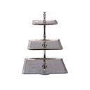 Vague Aluminium Square 3 Tier Stand with SS Silver Finish 40 cm