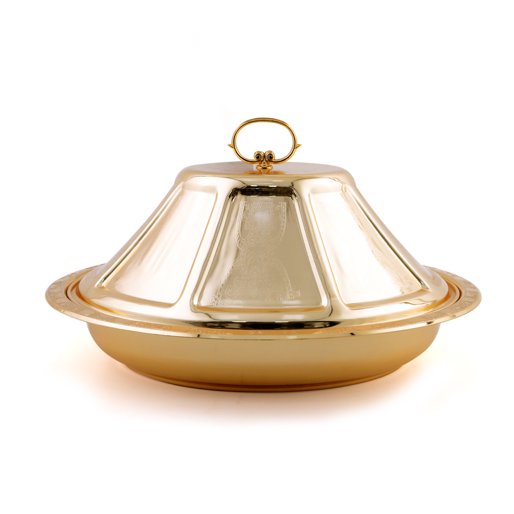 Vague Steel Ouzi Steel Serving Platter 40 cm,Gold