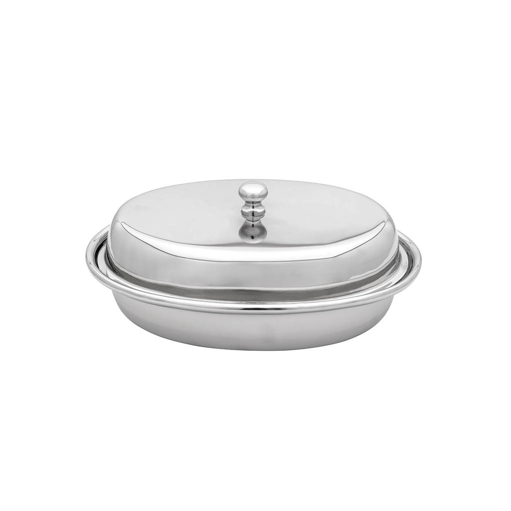 Vague Stainless Steel Entrée Oval Dish with Lid 350 ml