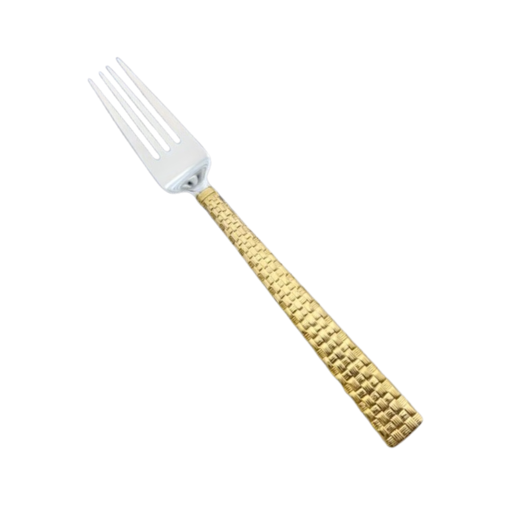Vague Stainless Steel VIP Dinner Fork with Golden Handle