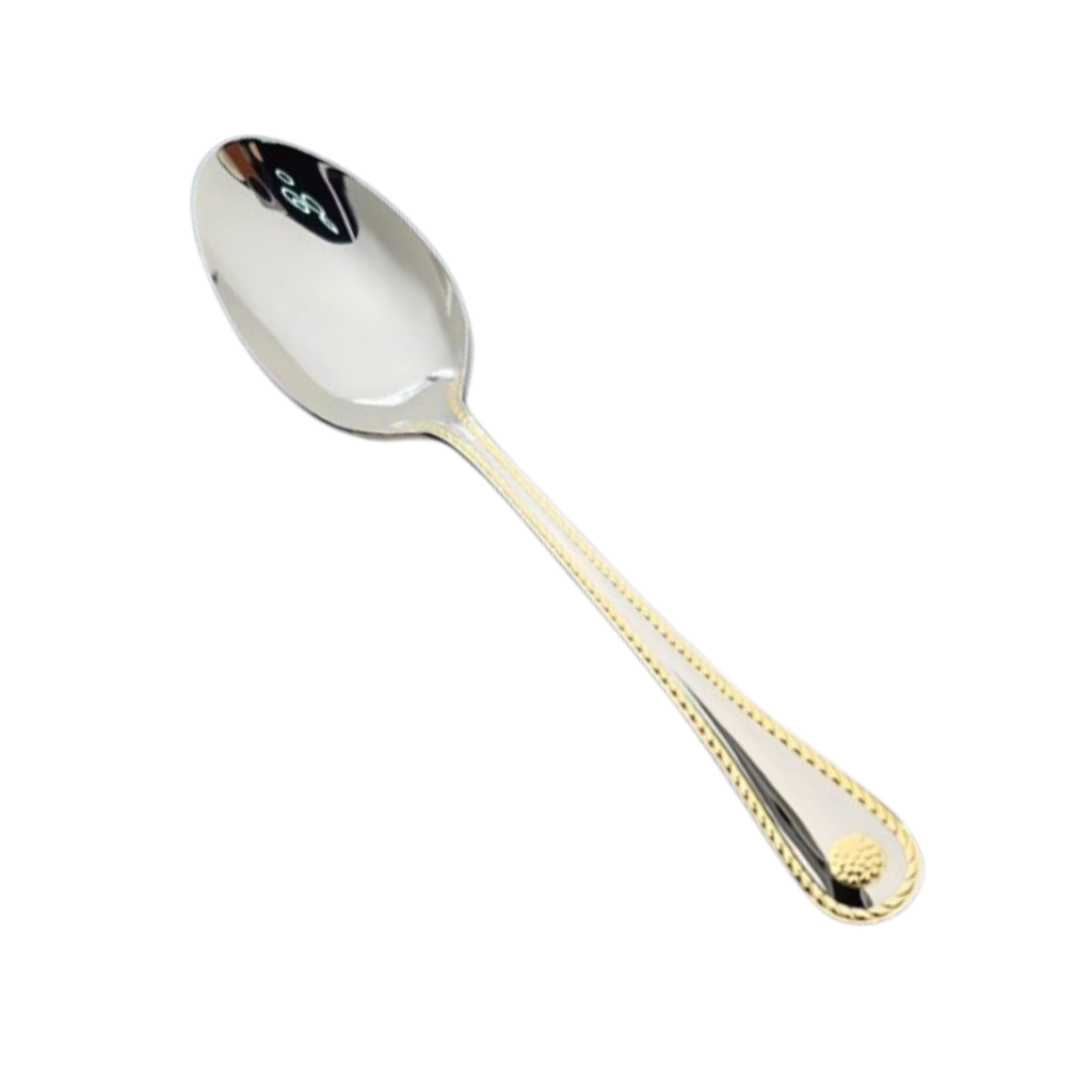 Vague Stainless Steel VIP Dinner Spoon with Golden Handle