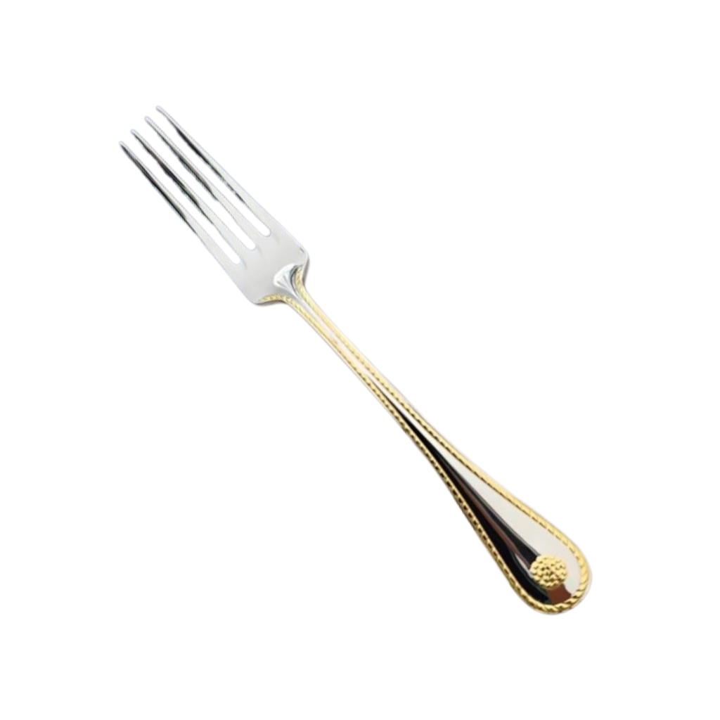 Vague Stainless Steel VIP Dinner Fork with Golden Handle