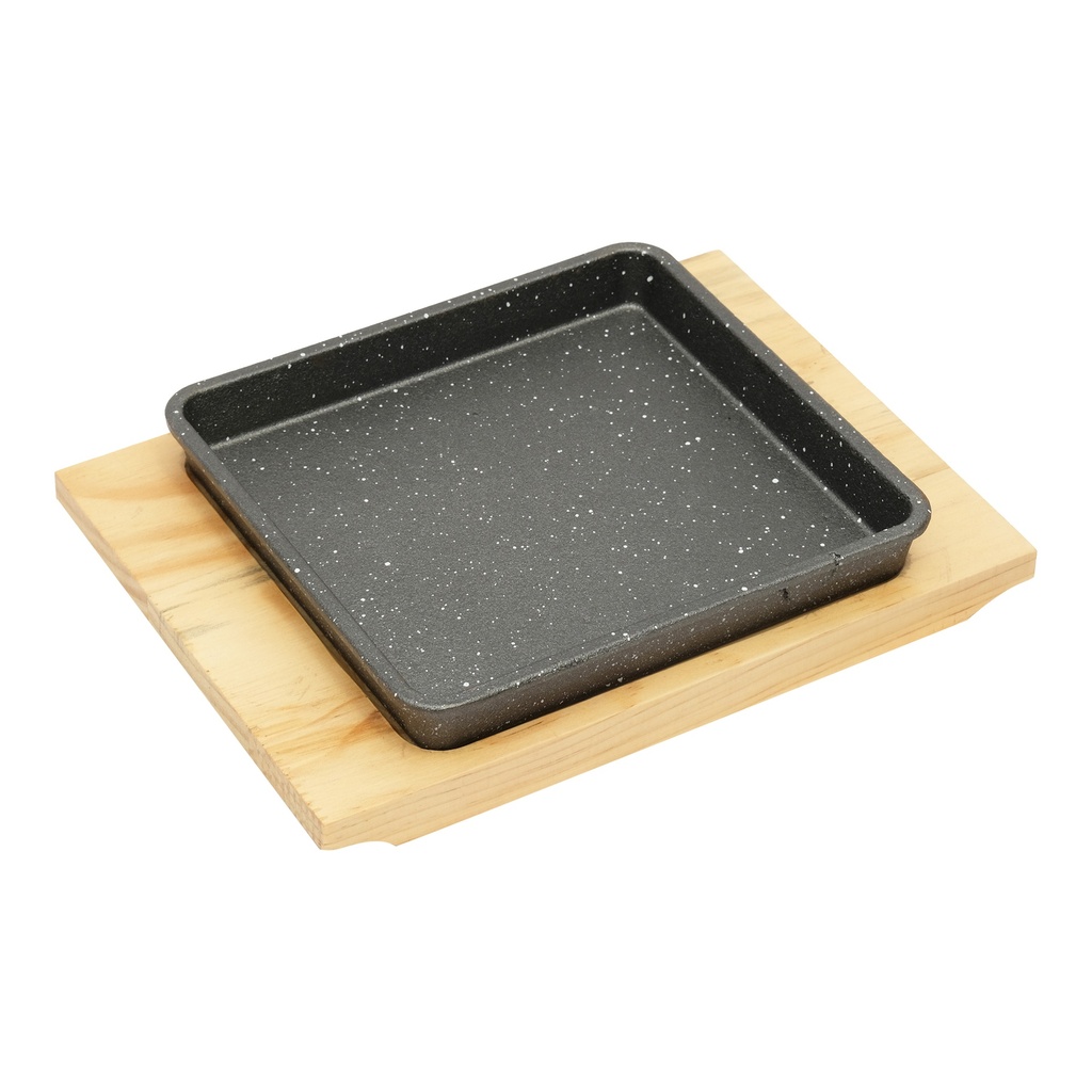 Vague Cast Iron Square Sizzling with Base 17 cm