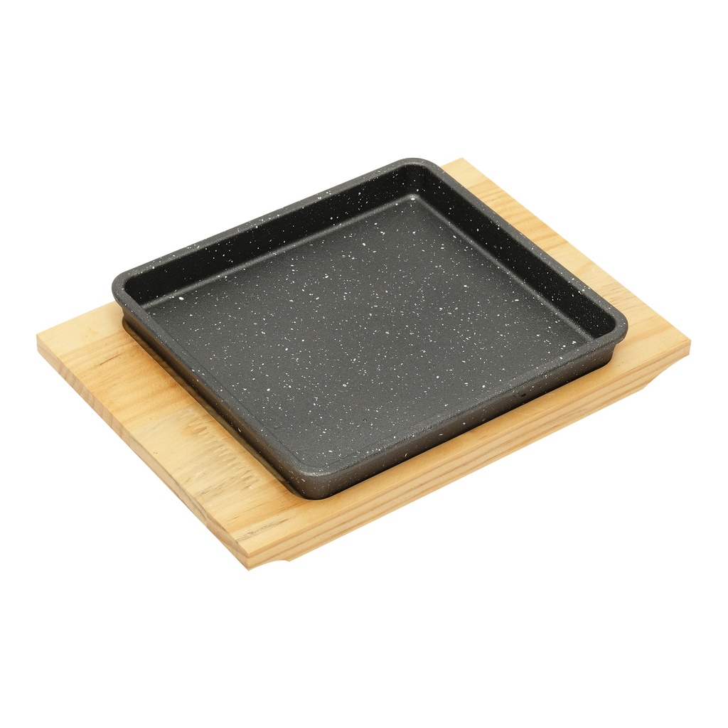 Vague Cast Iron Square Sizzling with Base 19 cm