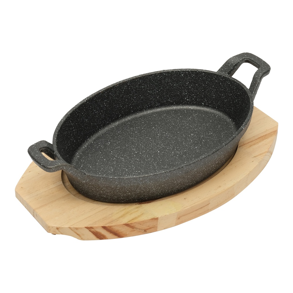 Vague Cast Iron Oval Sizzling with Base 24 cm x 17 cm