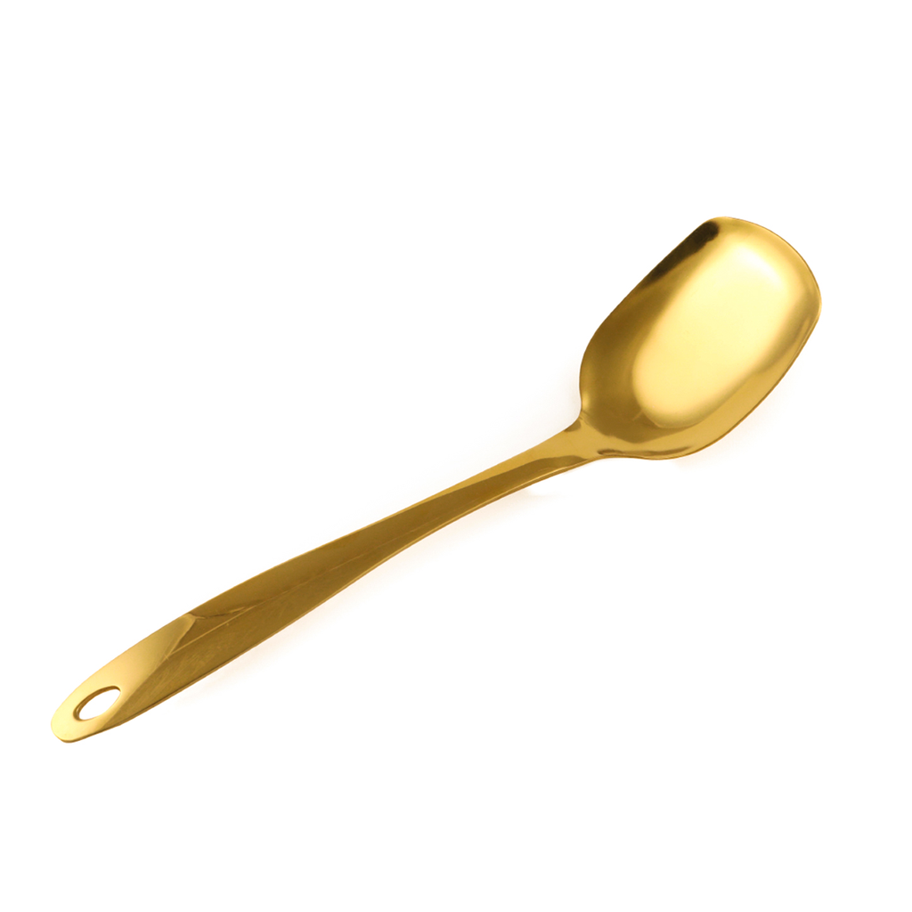 Vague Stainless Steel Gold Serving Spoon 25 cm
