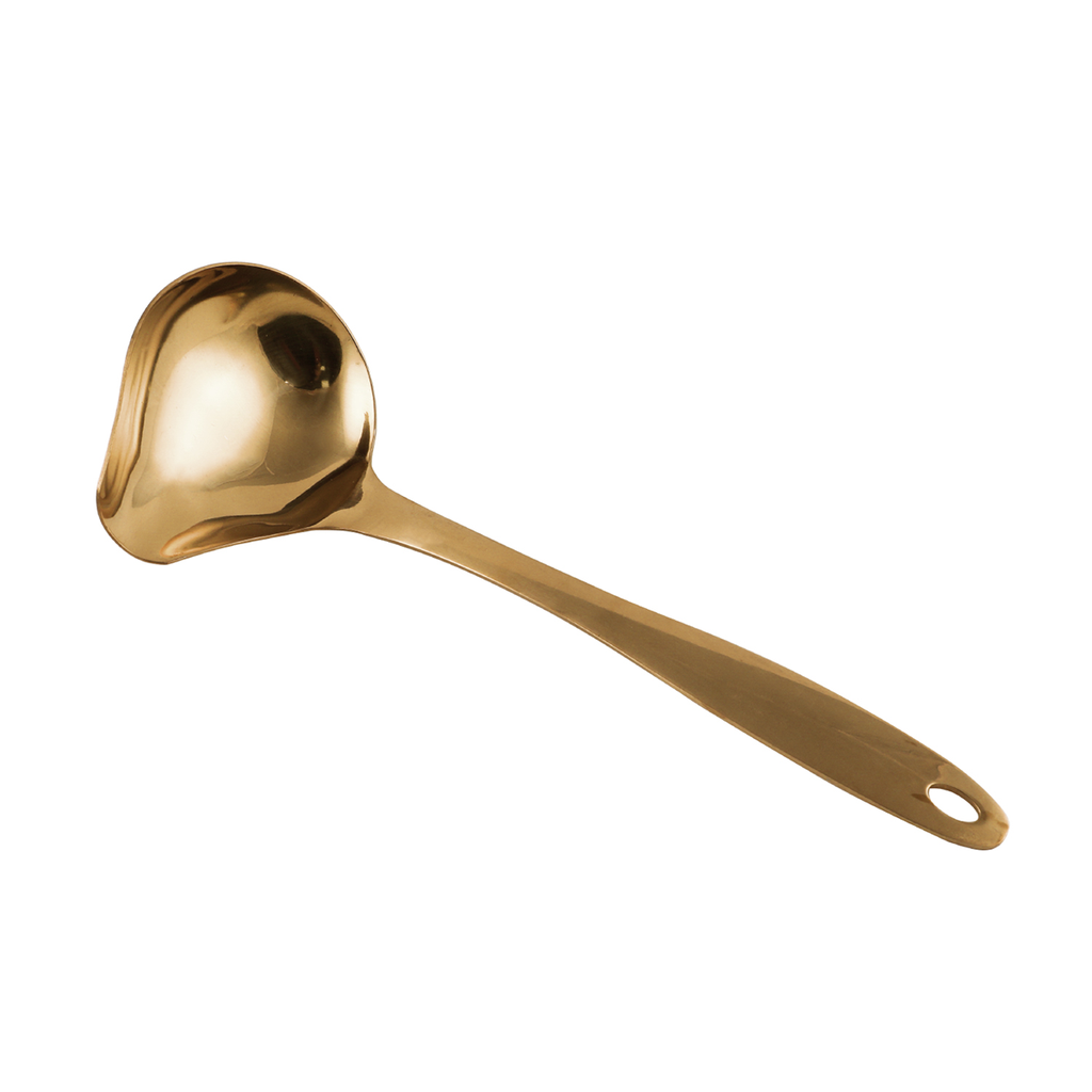 Vague Stainless Steel Gold Serving Spoon 24 cm