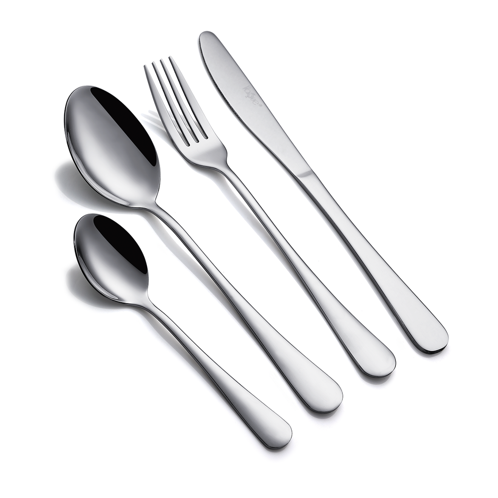 Vague Stainless Steel 16 Pieces Cutlery Set - Plain Mirror Finish Design