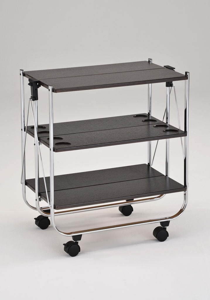 Vague Wooden Foldable Trolley with Metal Basket