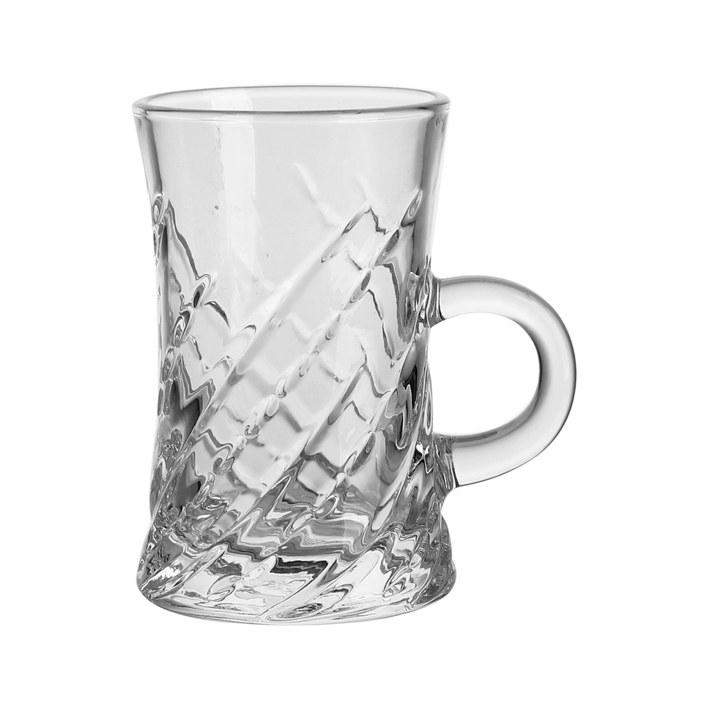 Vague 6 Pcs Glass Tea Cup 105 ml Set - V09 Design