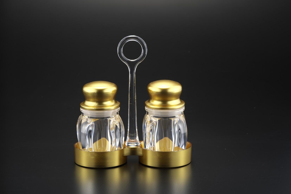 Vague Acrylic Vague S & P Shaker Set with Holder Taiwan
