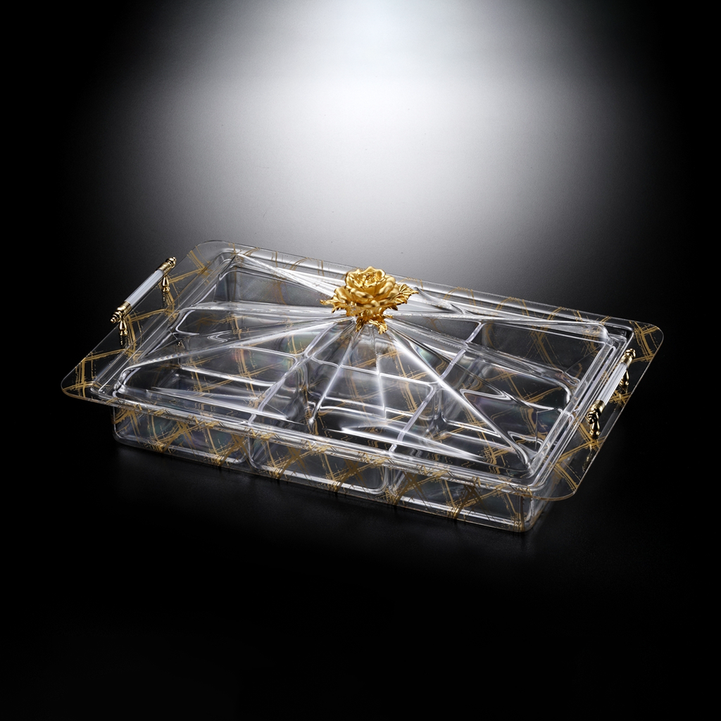 Vague Acrylic Serving Set with 6 Bowls Gold