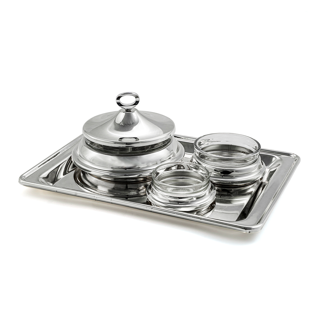 Vague 4 Pieces Silver Date Bowl Serving Set