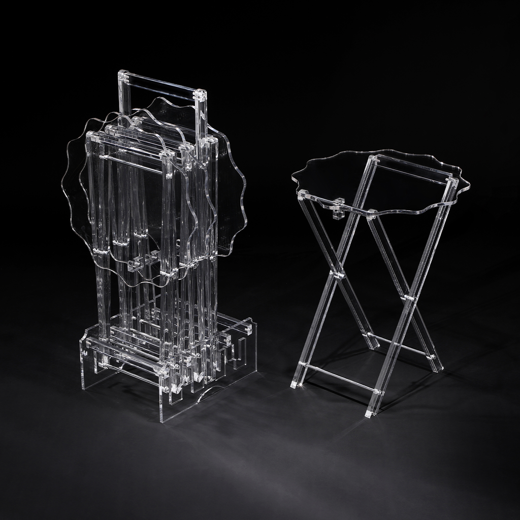 Vague Acrylic 4 Star Coffee Tables with Stand Set