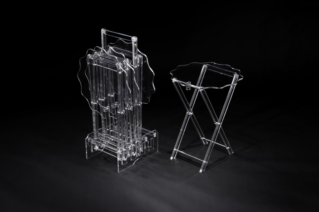 Vague Acrylic 4 Star Coffee Tables with Stand Set