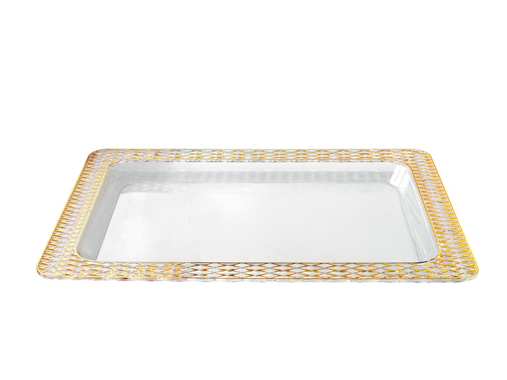 Vague Acrylic Transparent & Golden Rectangular Tray 60 cm x 45 cm Tog Design