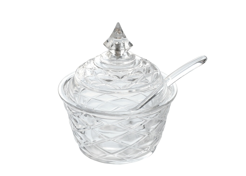 Vague Acrylic Transparent Sugar Pot with Spoon Dia: 10 cm Tog Design
