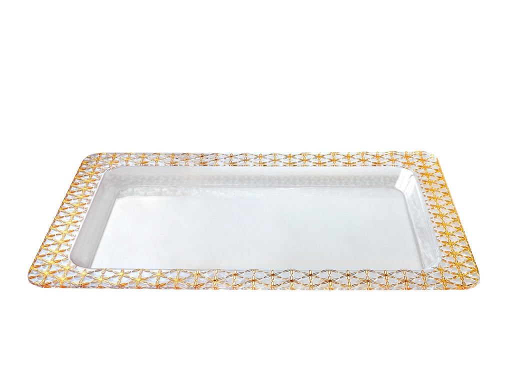 Vague Acrylic Transparent & Golden Rectangular Tray 55 cm x 40 cm Daisy Deisgn