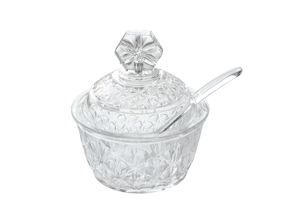 Vague Acrylic Transparent Sugar Pot with Spoon Dia: 10 cm Daisy Deisgn