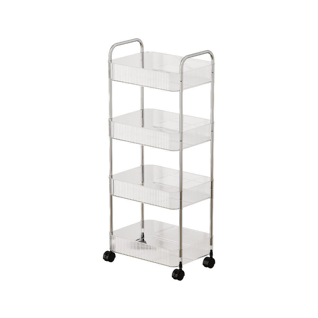 Vague 4 Tier Transparent Trolley Cart 40 cm x 28.5 cm x 95 cm