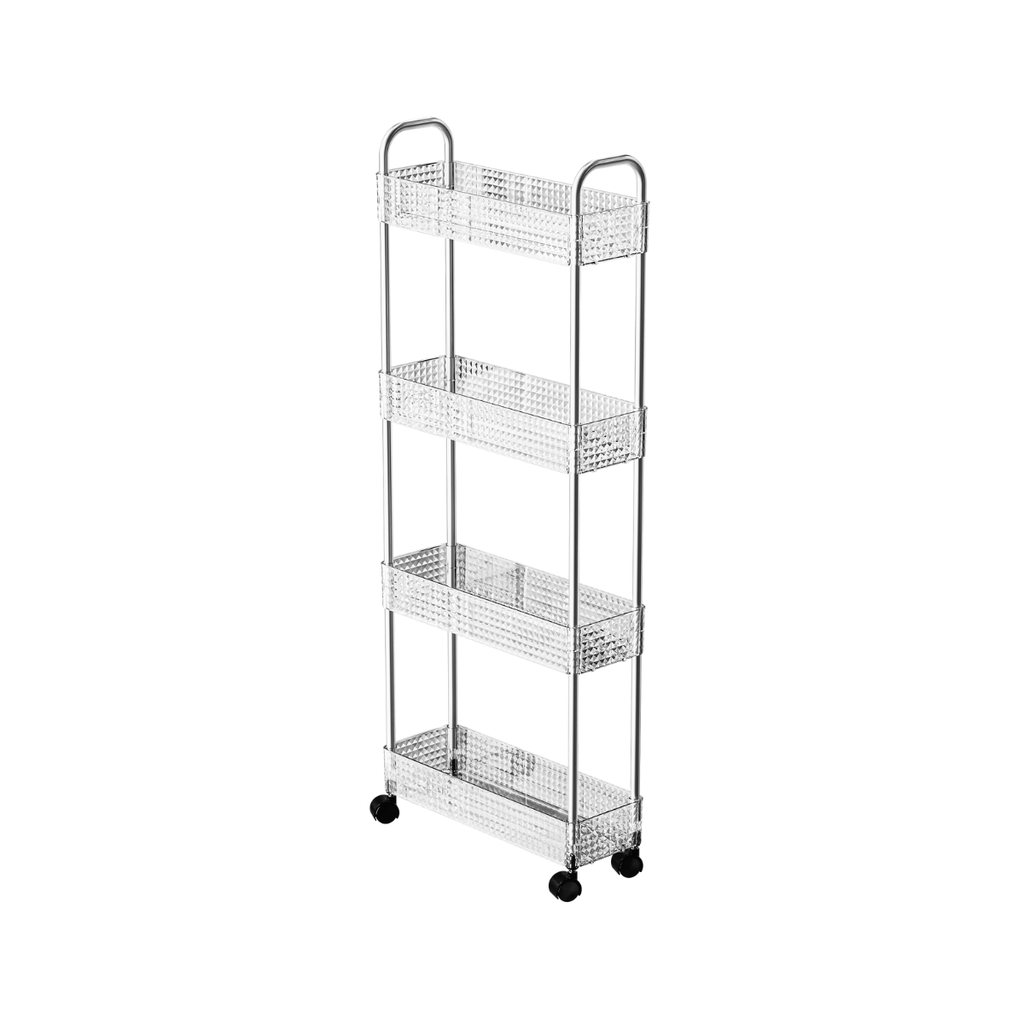 Vague Transparent Diamond 4 Tier Trolley Cart 40 cm x 14 cm x 93 cm