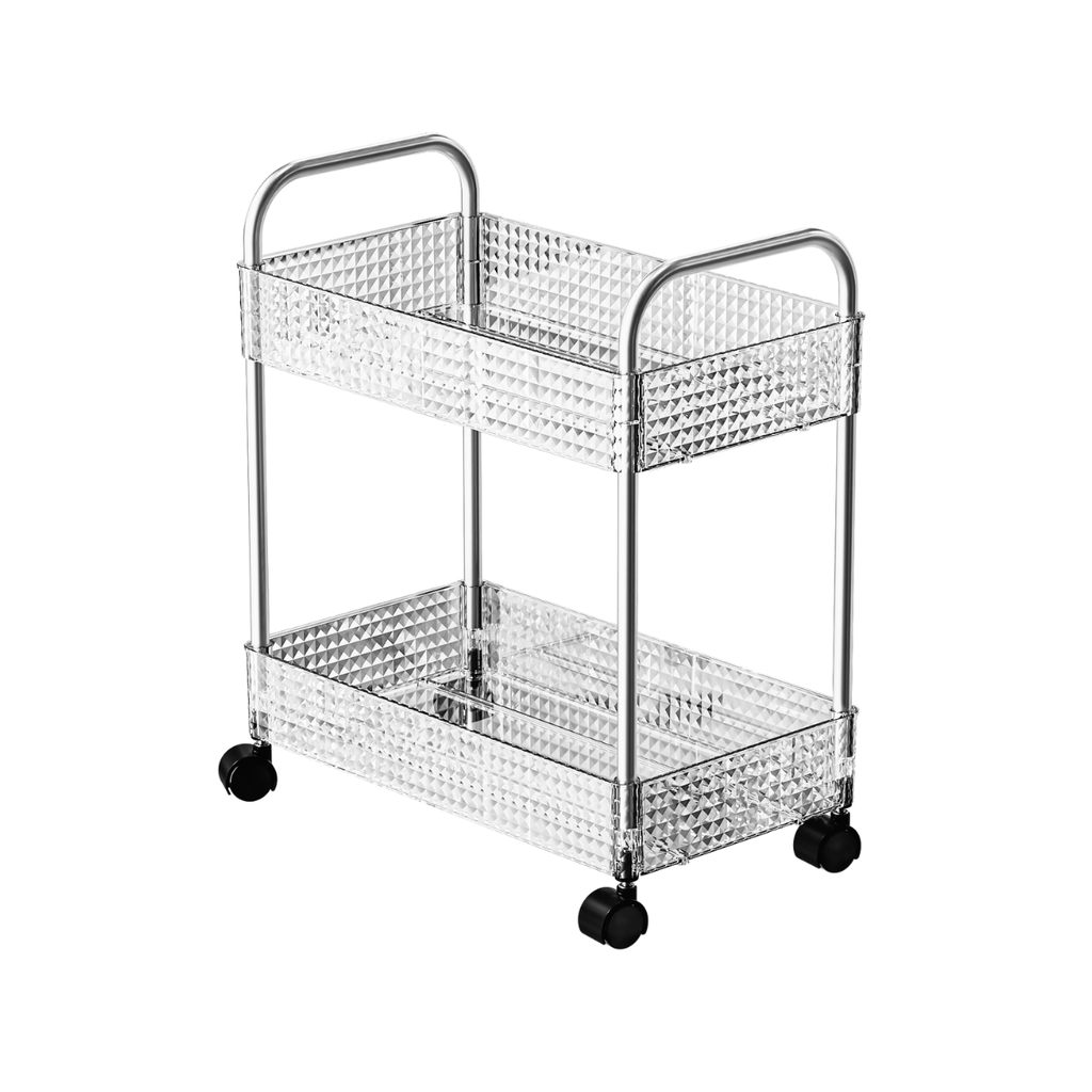 Vague Transparent Diamond 2 Tier Trolley Cart 40 cm x 21.5 cm x 42 cm