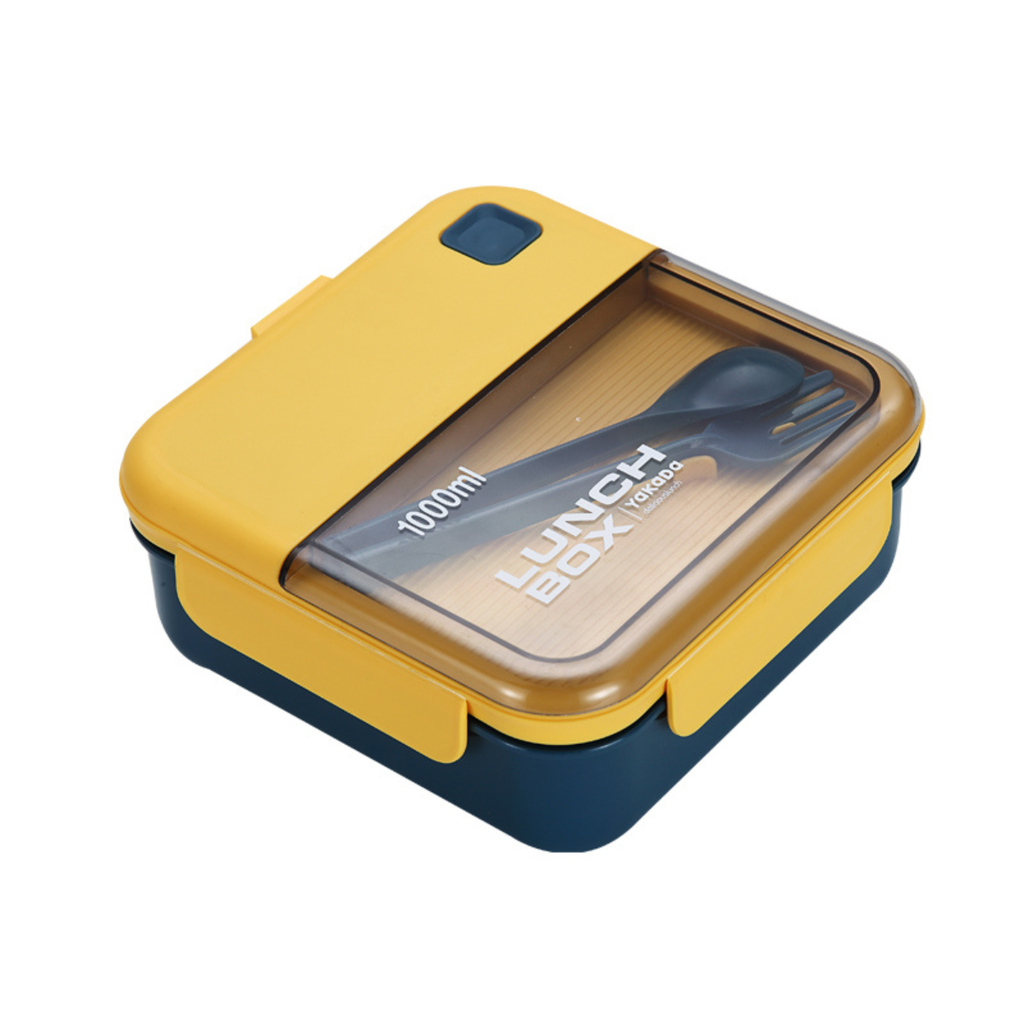 صندوق غداء  مع شوكة وملعقة سعة 1 لتر