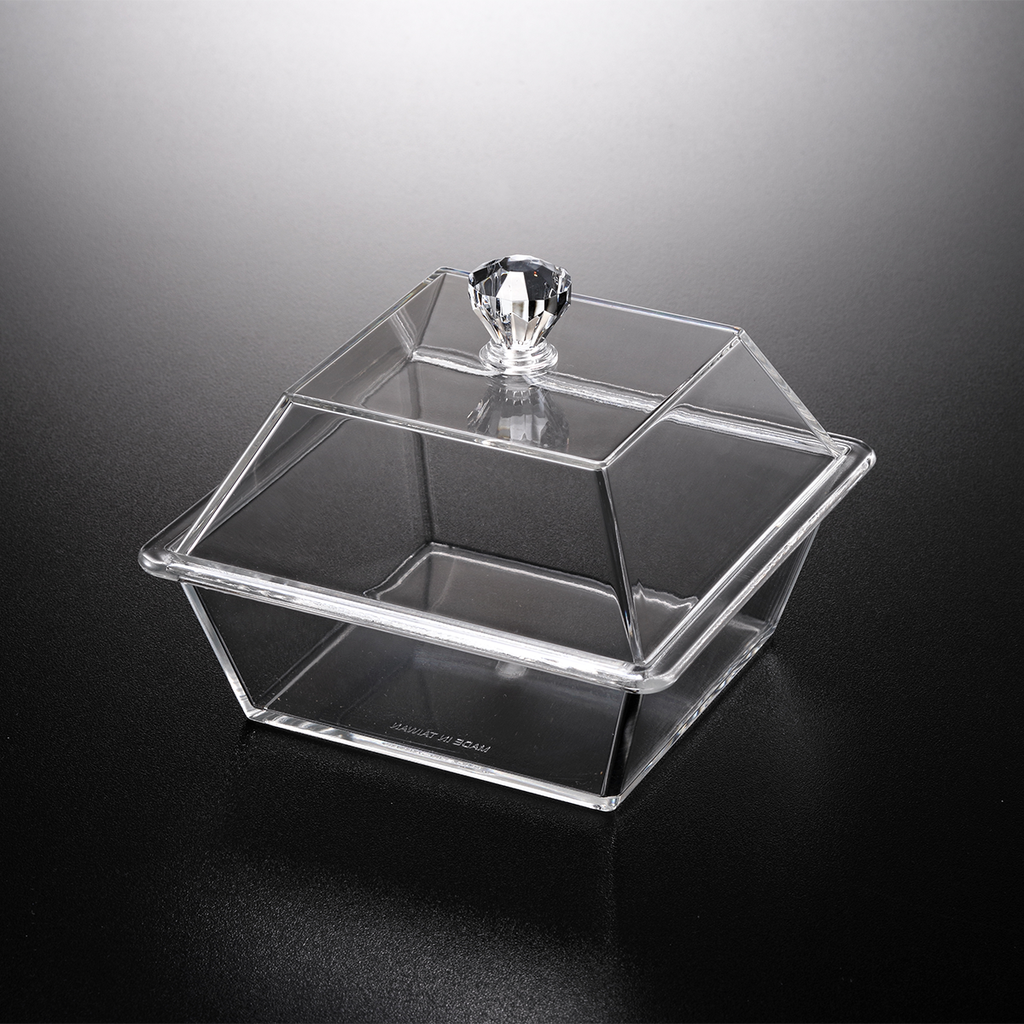Vague Acrylic Square Clear Bowl Set 14 x 14 cm