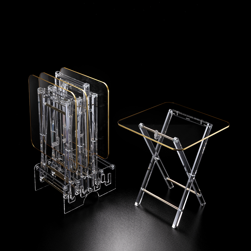 طاولات قهوة مربعة من الأكريليك  مع حامل بتصميم كلاسيكي