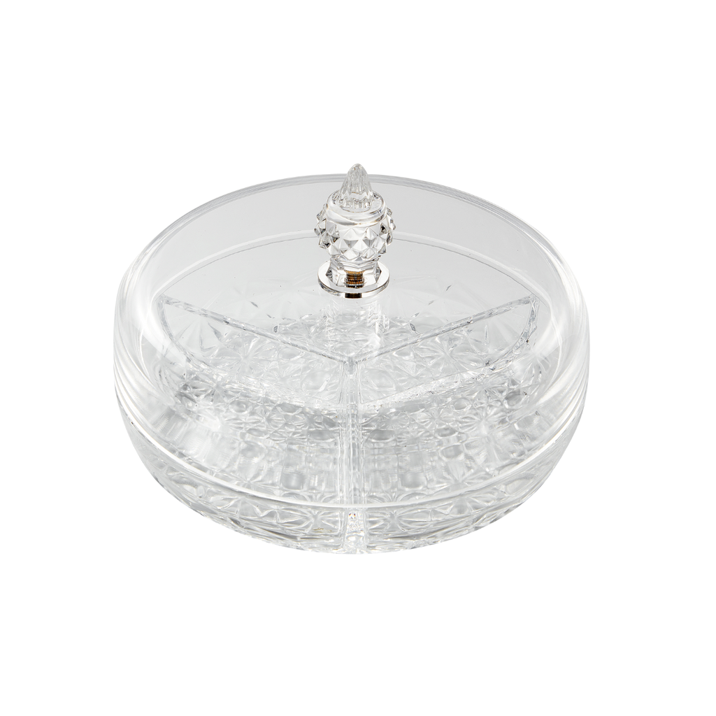 Vague Round Acrylic Candy Box With 3 Partition 8''