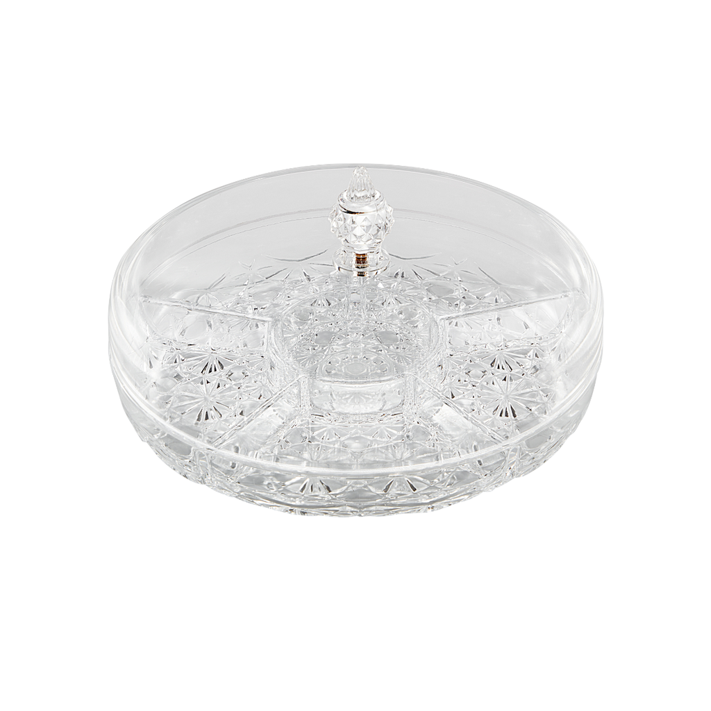 Vague Round Acrylic Candy Box With 6 Partition 10"