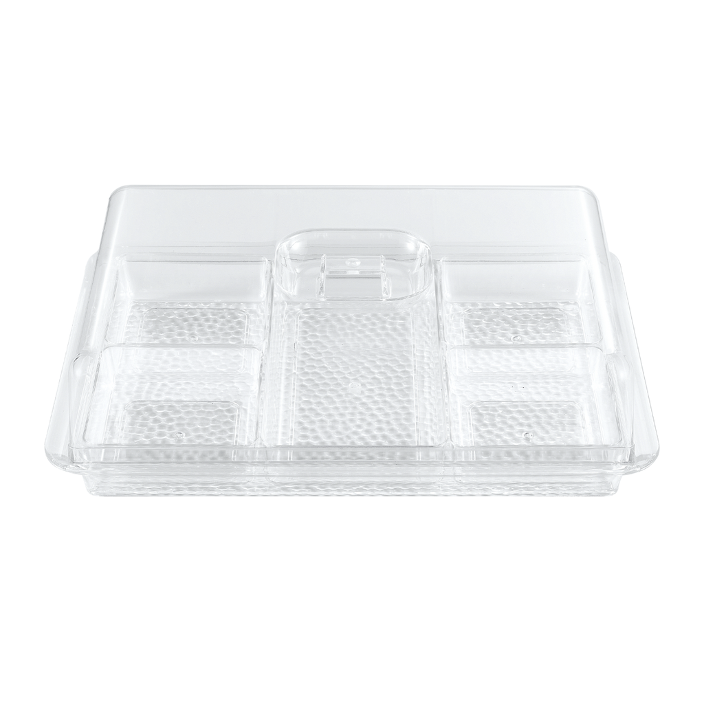 Vague Rectangle Acrylic Candy Box With 5 Inner Bowls 14.5''