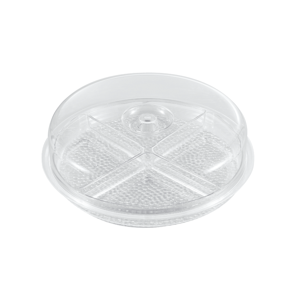 صندوق حلوى أكريليك دائري  مع 4 أوعية داخلية 12 بوصة