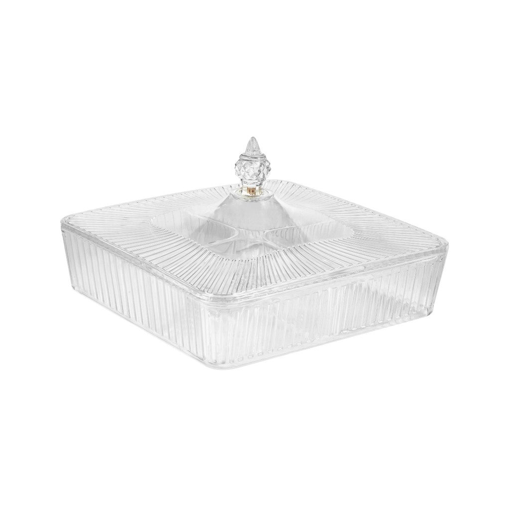 Vague Square Acrylic Candy Box With 4 Inner Bowls Set 27.3 x 27.3 x 7cm
