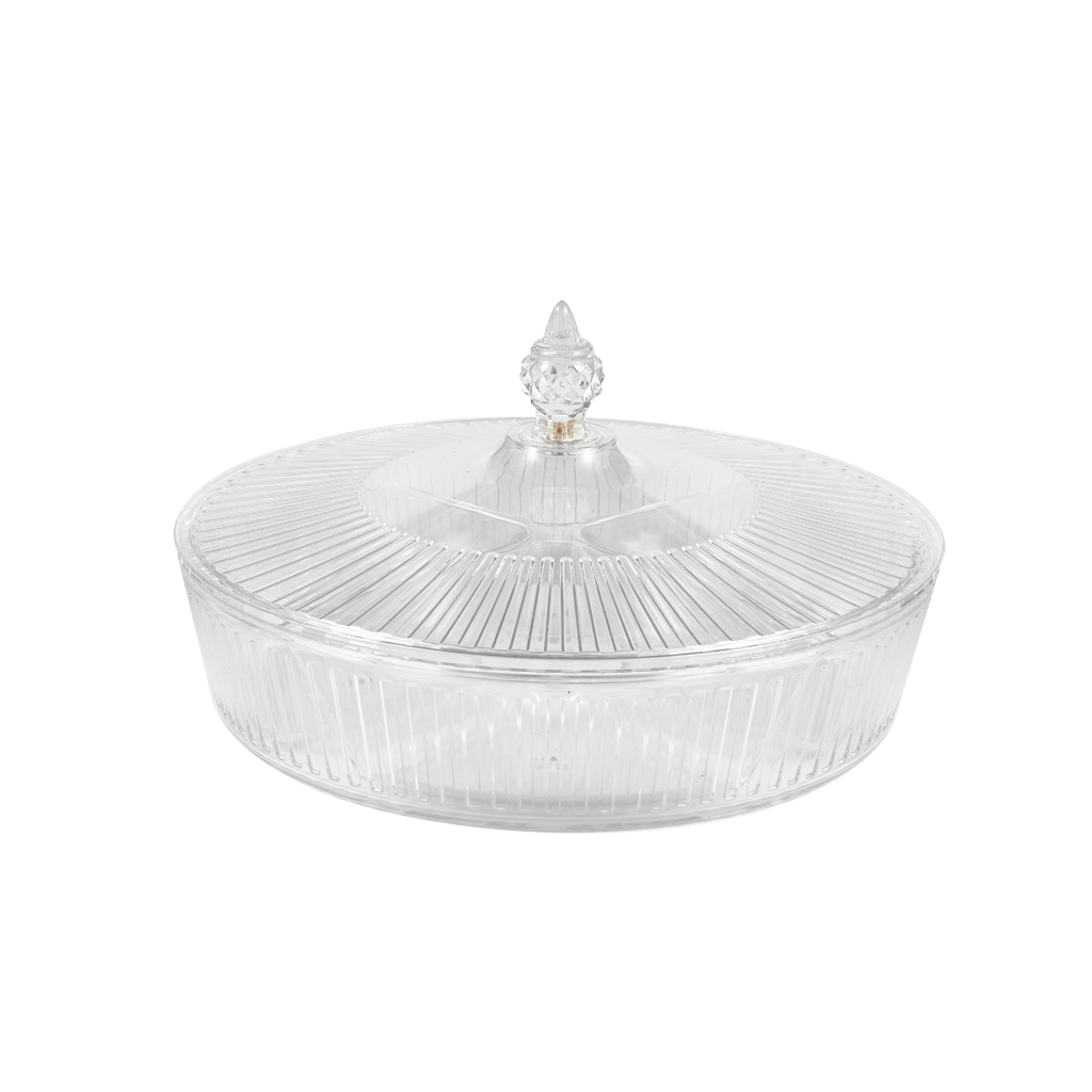 Vague Round Acrylic Candy Box With 4 Inner Bowls Set 30.6 x 7 cm