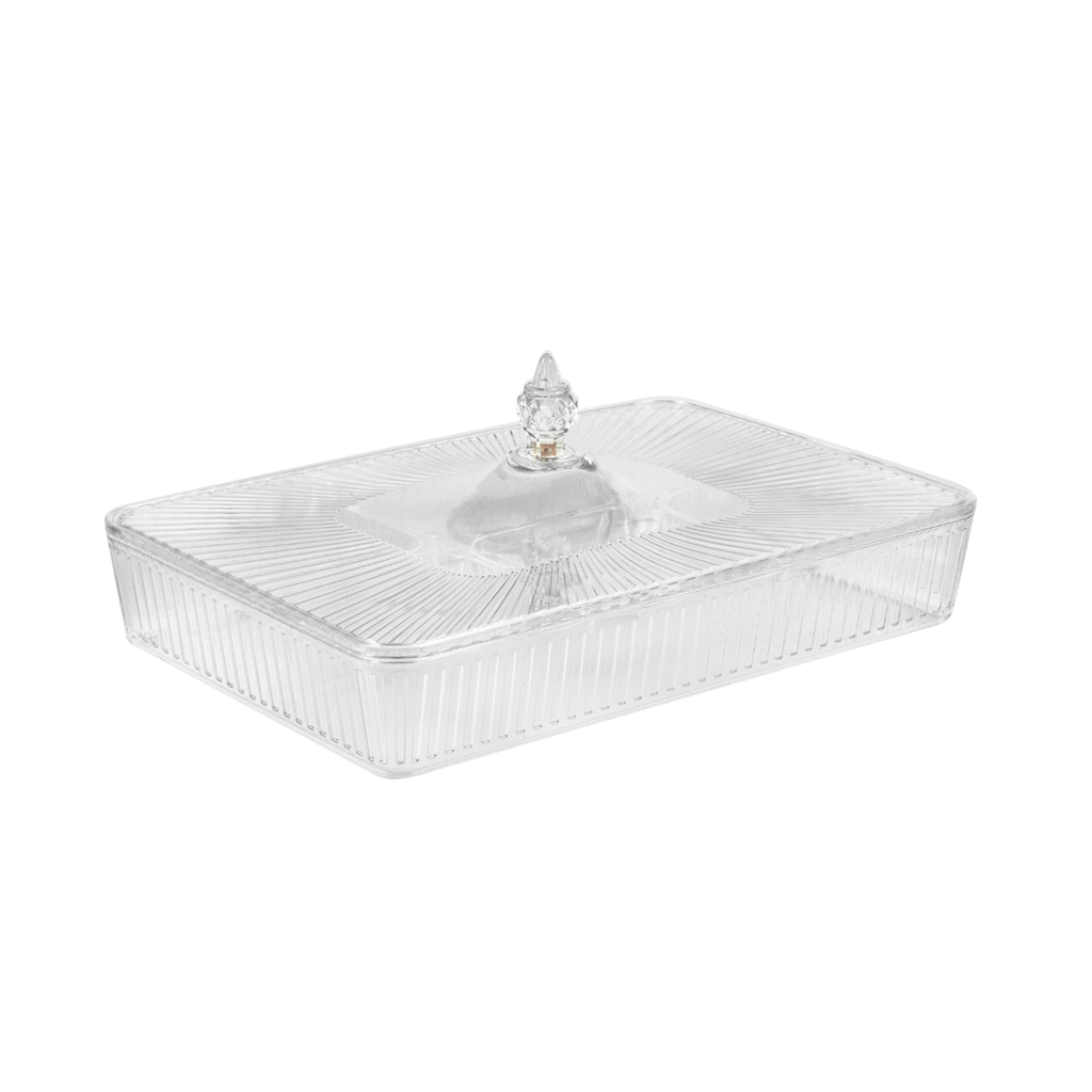 Vague Rectangle Acrylic Candy Box With 6 Inner Bowls Set 40.2 x 27.2 x 7 cm