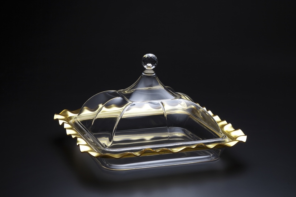 Vague Acrylic Square Serving Set Gold 36.50 cm
